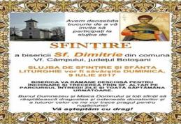 PS Calinic Botoşăneanul va sfinţi Biserica „Sfântul Mare Mucenic Dimitrie” din comuna Vârfu Câmpului