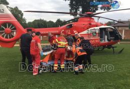 Bărbat în stare gravă după ce a căzut dintr-un copac preluat de la Dorohoi, de elicopterul SMURD – FOTO