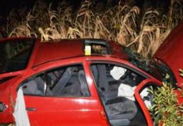 Patru tineri au ajuns la spital după o cursă nebună aproape de Cucorăni, terminată în lanul de porumb