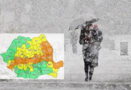 Atenție! Coduri GALBEN și PORTOCALIU de ninsori și vânt anunțate pentru următoarele ore