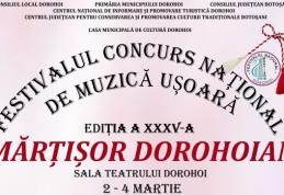 Află programul Festivalului Național de Muzică Ușoară „Mărțișor Dorohoian” 2018