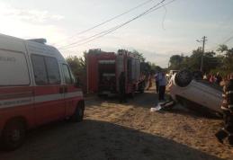 Accident cu victimă! Un șofer beat s-a răsturnat cu mașina - FOTO