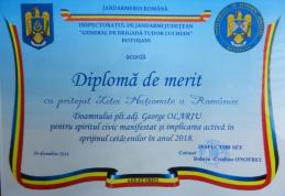 Jandarm din Botoșani recompensat cu ocazia Zilei Naţionale a României - FOTO