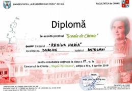 Liceul „Regina Maria” Dorohoi - Diploma Școală de chimie și 13 premii și mențiuni la Concursul Național „Magda Petrovanu”