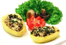 Cartofi umpluti cu pui si ciuperci la cuptor