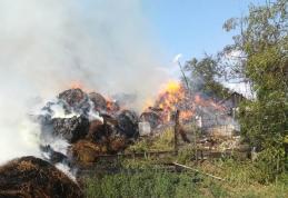 Pompierii botoșăneni intervin pentru stingerea unui incendiu puternic la un depozit de furaje - FOTO