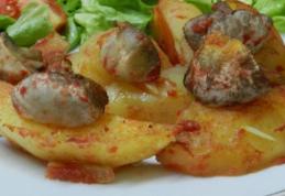 Cartofi la tavă cu ciuperci