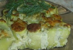 Rulouri de dovlecei cu brânză, la cuptor