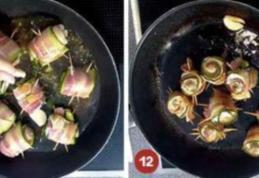 Rulouri din piept de pui cu bacon și cârnăciori