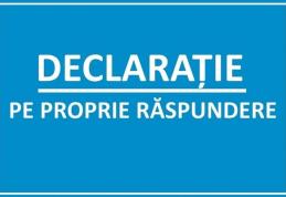 Atenție! Nu părăsiți localitatea fără declarația pe propria răspundere pentru starea de alertă. Vezi noul model!