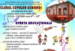 Clubul Copiilor Dorohoi organizează înscrieri pentru anul şcolar 2020-2021. Vezi detalii!