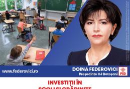 Doina Federovici: Continuăm investițiile în educație! Ne-am ținut de cuvânt: 164 de școli și grădinițe în 55 de localități, construcții noi și reabili