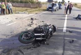 Accident grav pe drumul Botoșani – Suceava! Motociclist aruncat pe asfalt după impactul cu o mașină