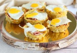 Cuiburi din cartofi cu ouă de prepeliță
