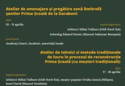 Ateliere de pregătire pentru reconstrucția primei școli sătești de stat din Moldova, la Darabani