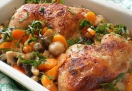 Pulpe de pui cu morcovi și cuperci