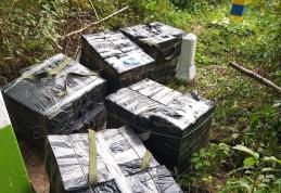 Ţigarete de contrabandă abandonate în vegetaţie la vederea poliţiştilor de frontieră - FOTO