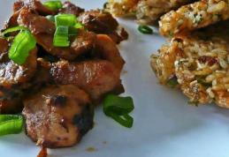 Pulpă de porc la tigaie cu chifteluțe de orez
