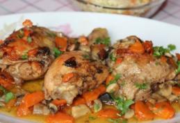 Pulpe de pui cu legume și bere