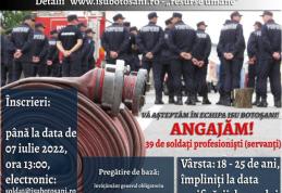 ISU Botoșani angajează 39 de soldați profesioniști. Alte șapte posturi scoase la concurs, prin încadrare directă