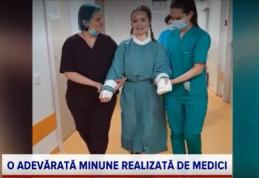 Alexia, fata rănită grav în accidentul de la Pașcani, a făcut primii pași pe holurile spitalului