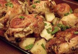 Pulpe de pui la cuptor cu cartofi și ierburi