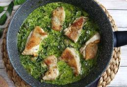 Pui cu spanac și ciuperci în sos cremos