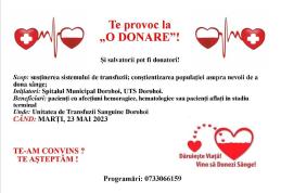 UTS Dorohoi reia campania „Te provoc la o donare!”. Vezi detalii!