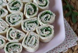 Rulouri aperitiv cu tortilla, ton și cremă de brânză