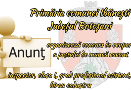 Primăria Ibănești organizează concurs pentru ocuparea unui post vacant