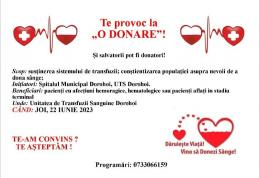 Salvarea unei vieți este în tine! Donează sânge! - Campanie de donare la UTS Dorohoi. Vezi când și cum poți dona!