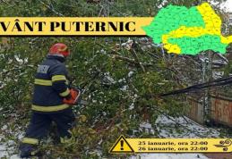 Cod Galben de vânt pentru județul Botoșani, până mâine, la ora 22:00