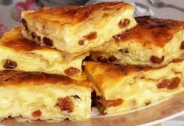 Plăcintă cu brânză dulce și stafide