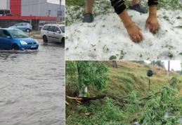Furtunile au făcut prăpăd în țară! Străzi inundate și grădini distruse: „A bătut piatra. A dărâmat tot”