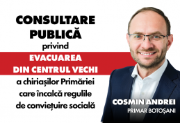Primarul Municipiului Botoșani a ales varianta sondajului de opinie pentru a consulta locuitorii în legătură cu evacuarea chiriașilor agresivi din loc