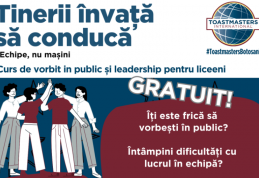 Cursuri gratuite de vorbit în public și leadership oferite liceenilor de Toastmasters Botoșani