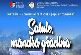 Încep înscrierile pentru Festivalul - concurs al cântecului popular românesc „Satule, mândră grădină”. Vezi detalii!