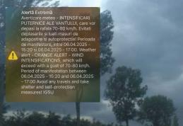 COD PORTOCALIU de intensificări ale vântului în județul Botoșani. Cetățenii avertizați prin mesaj RO-ALERT