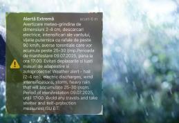 Meteorologii au emis o avertizare nowcasting COD ROSU. Cetățenii au fost avertizați prin RO-Alert