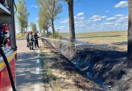 Incendiu izbucnit pe marginea drumului între Flămânzi și Prăjeni. Pompierii au intervenit