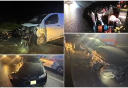 Accident rutier pe E 58. Bărbat ajuns la spital după coliziunea dintre o mașină și o autoutilitară