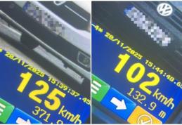 Zeci de sancțiuni și 8 permise de conducere reținute pentru viteză