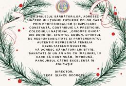 Colegiul Național „Grigore Ghica” Dorohoi vă urează sărbători liniștite și un An Nou cu împliniri