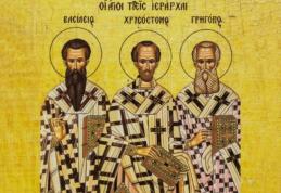 SINAXAR – 30 Ianuarie – Sfinţii Trei Ierarhi: Vasile cel Mare, Grigorie Teologul şi Ioan Gură de Aur