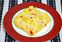 Frittata cu ardei, dovlecel și paste