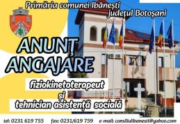 Primăria comunei Ibănești organizează concurs pentru ocuparea a două posturi vacante