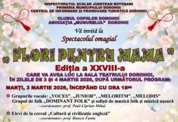 Spectacol omagial „Flori pentru mama” 2026 organizat de Clubul Copiilor Dorohoi. Vezi programul!