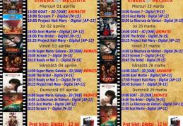 Vezi ce filme vor rula la Cinema „MELODIA” Dorohoi, în perioada 25 martie – 5 aprilie – FOTO