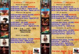 Vezi ce filme vor rula la Cinema „MELODIA” Dorohoi, în perioada 7 – 19 aprilie – FOTO