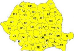 Cod galben de vreme rea. Urmează două zile de ploi şi vijelii în toată ţara